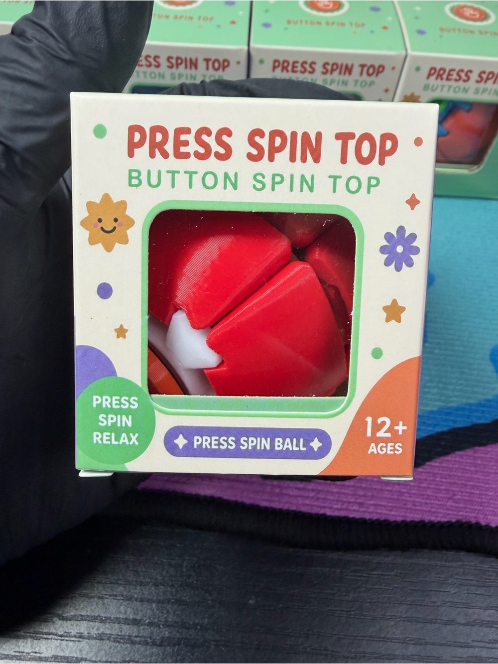 Press Spin Top Button Spin Toy Fidget Toy - Red
